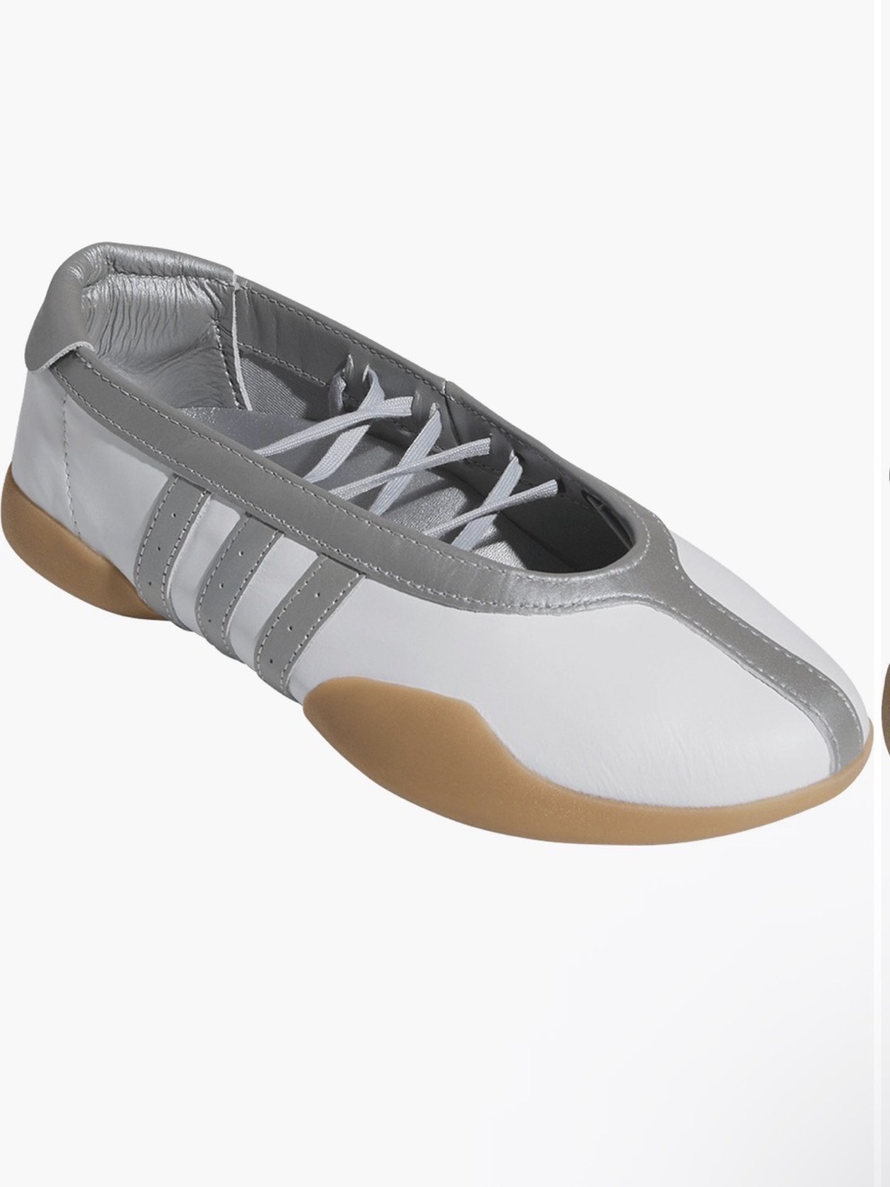 Adidas Originals Taekwondo Mei ballet sneakers in white and silver metallic